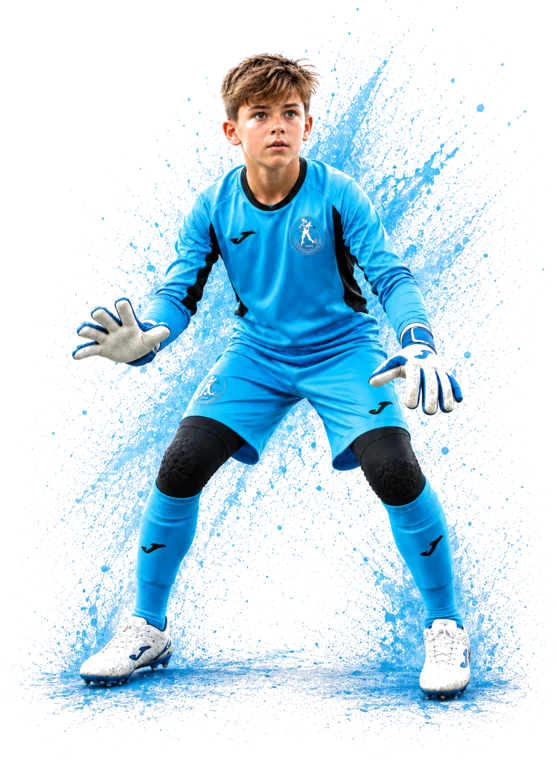 Portar junior în echipamentul școlii de fotbal